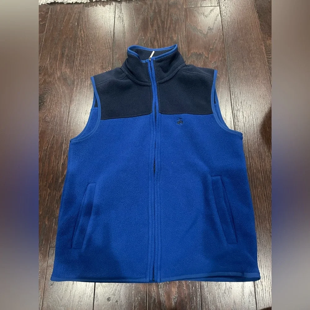 Brooks Brothers Men Sleeveless Full Zip Fleece Vest Blue Size Small